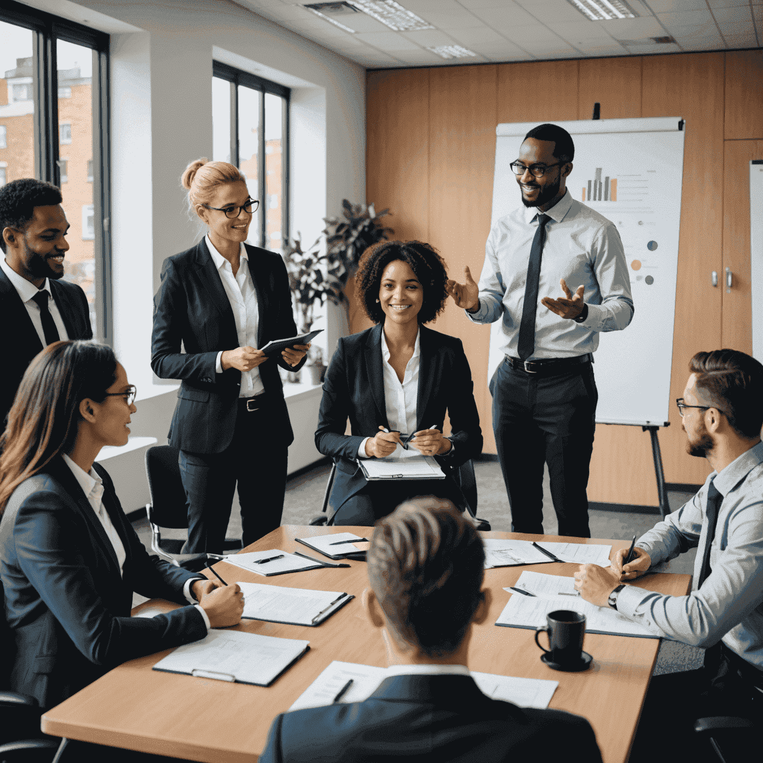 HR professionals conducting a training session with diverse employees